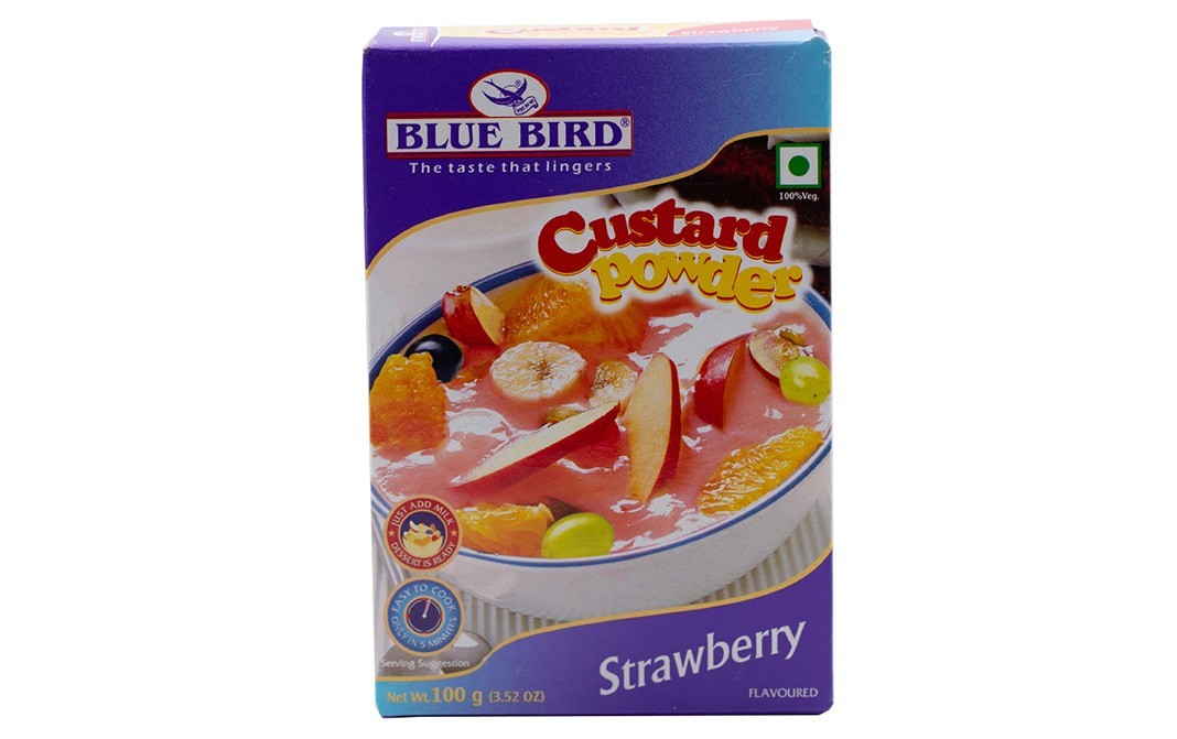 Blue Bird Custard Powder, Strawberry Flavoured    Box  100 grams